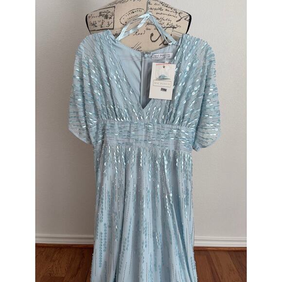 B59 Mac Duggal Long Gown Womens 10 Sequins Modest Celestial Wedding Cinderella - Picture 6 of 12
